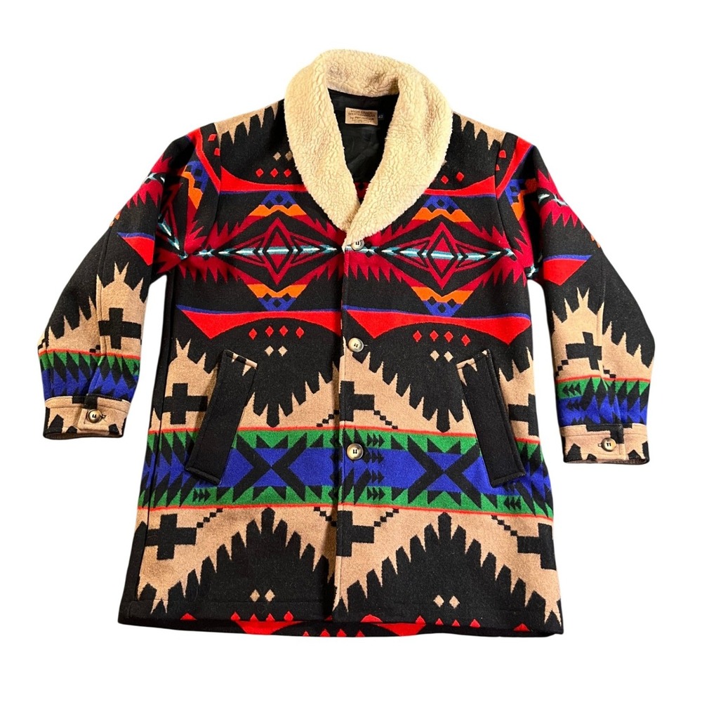 Pendleton High‎ Grade Westernwear Jacket Mens 42 Multicolor Wool Southwest Borg